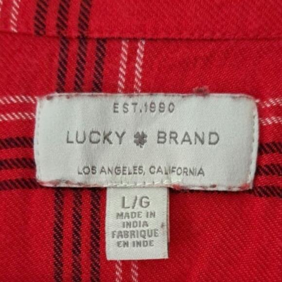 Lucky Brand Red Plaid Button Down Shirt Women's Large - Picture 6 of 9